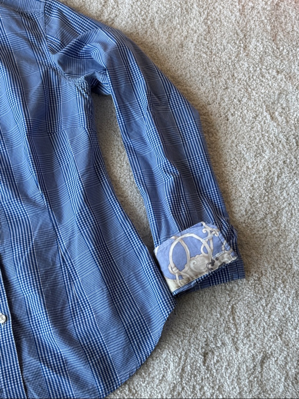 J. McLaughlin Blue Gingham Button Down Shirt - Picture 3 of 7